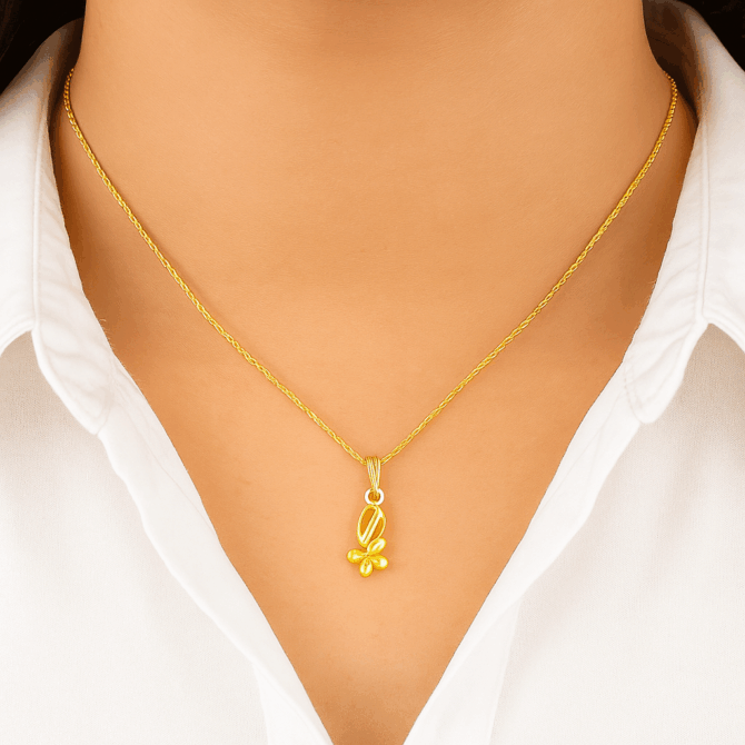 Womens Flower Gold Pendant - Image 2