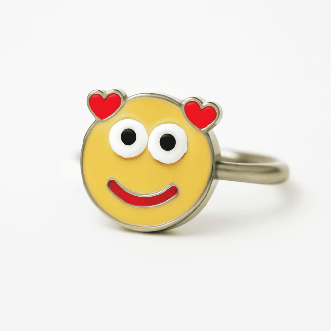 Smiley Heart Charm Ring