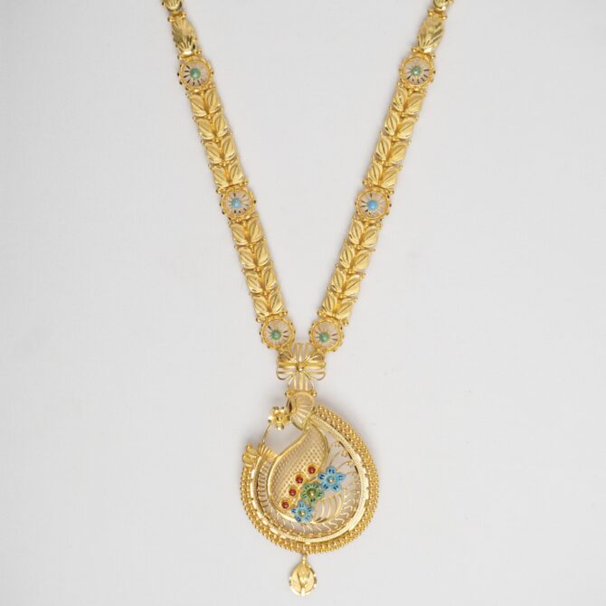 Peacock Elegance Gold Necklace