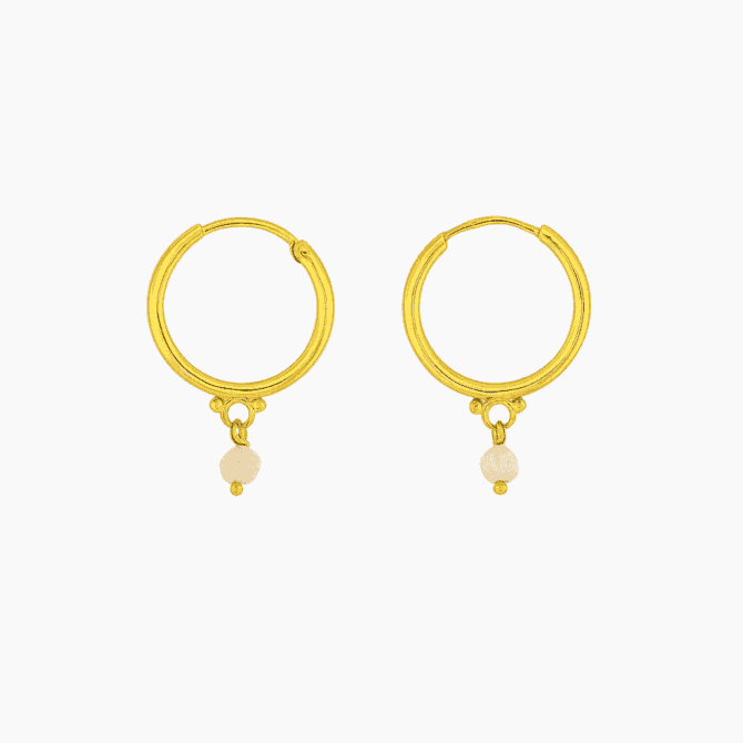 Golden Minimal Pearl Hoops