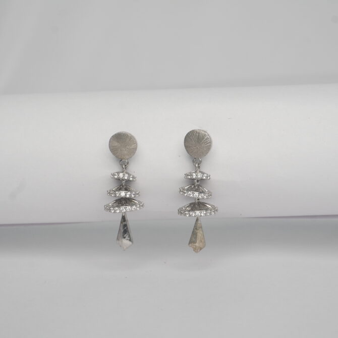 Crystal Pyramid Silver Stud