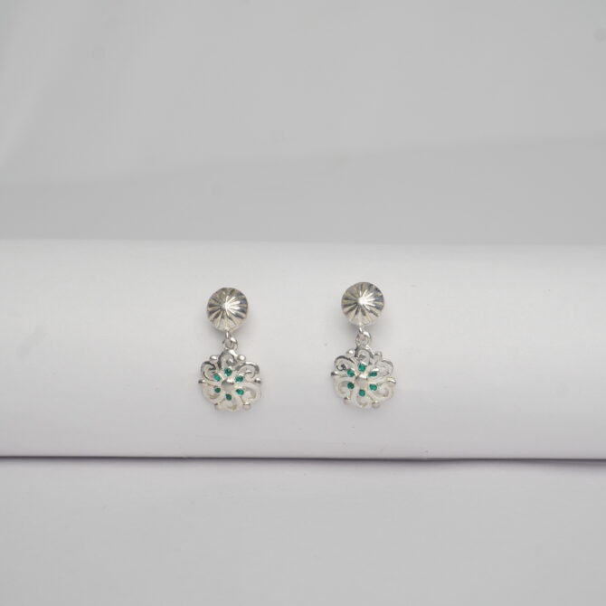 Green Petal Drop Earrings
