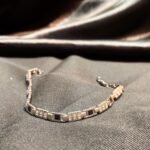 Modern 92.5 Sterling Silver Men's Bracelet – Sleek Rectangular Link Wristlet with Black Onyx Inlays and Zircon Accents (Hallmarked & Rhodium Plated)