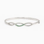 92.5 Sterling Silver Infinity Kada Bracelet for Women with Green Stones – Elegant Silver Kada | Ranaya Tiruchengodu
