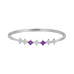 925 Sterling Silver Floral Kada for Women with Purple Stones – Elegant Silver Bracelet | Ranaya Tiruchengodu
