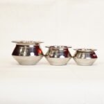 Coconut Brand Stainless Steel Dahi Handi with Lid | Traditional Matka-Style Curd Pot | Mirror-Polished Lota Vessel | Set of 3 Sizes | Curd Setting, Cooking and Serving | Food-Grade Steel