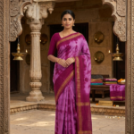 Purple Shibori Tie-Dye Cotton Silk Saree with Gold Zari Temple Border | Traditional South Indian Ethnic Wear | Festive & Puja Saree for Women