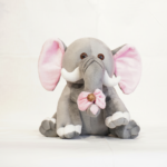Cute Grey Elephant Soft Toy with Pink Bow – Premium Plush Teddy (Kids Gift)